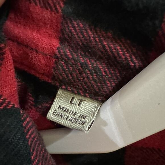 JACHS Men’s Brawny Flannel Shirt Black and Red Size Large/Tall - Picture 3 of 16